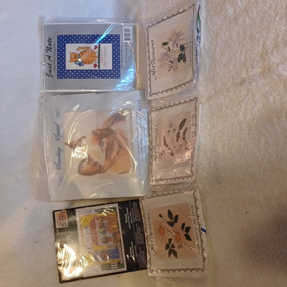 Cross stitch kits Cats, flowers complete cross kits 6 kits